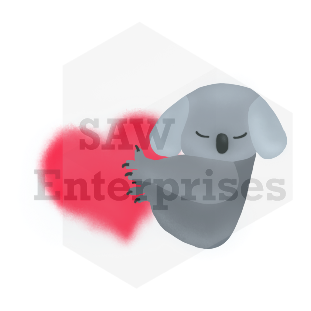 Koala holding a heart design by SAW Enterprises