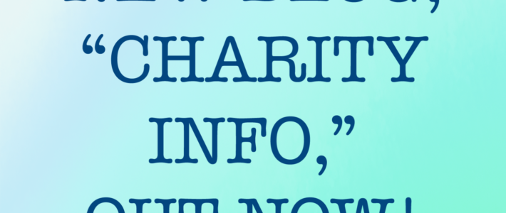 NEW BLOG, “CHARITY INFO,” OUT NOW!